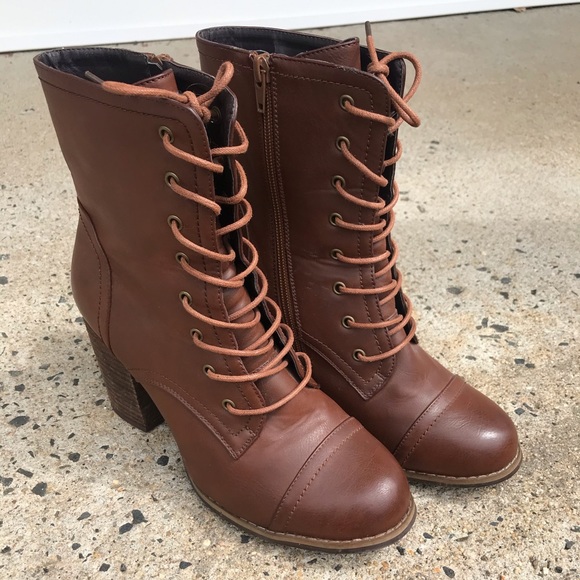 Forever 21 Shoes - Brown Lace Up Heeled Boots